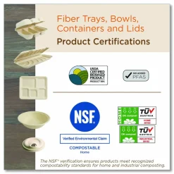 World Centric Laminated Fiber Meat and Produce Trays, PLA Lined, PFAS Free, 9.1 x 7.1 x 0.7, Natural, Paper, 500/Carton