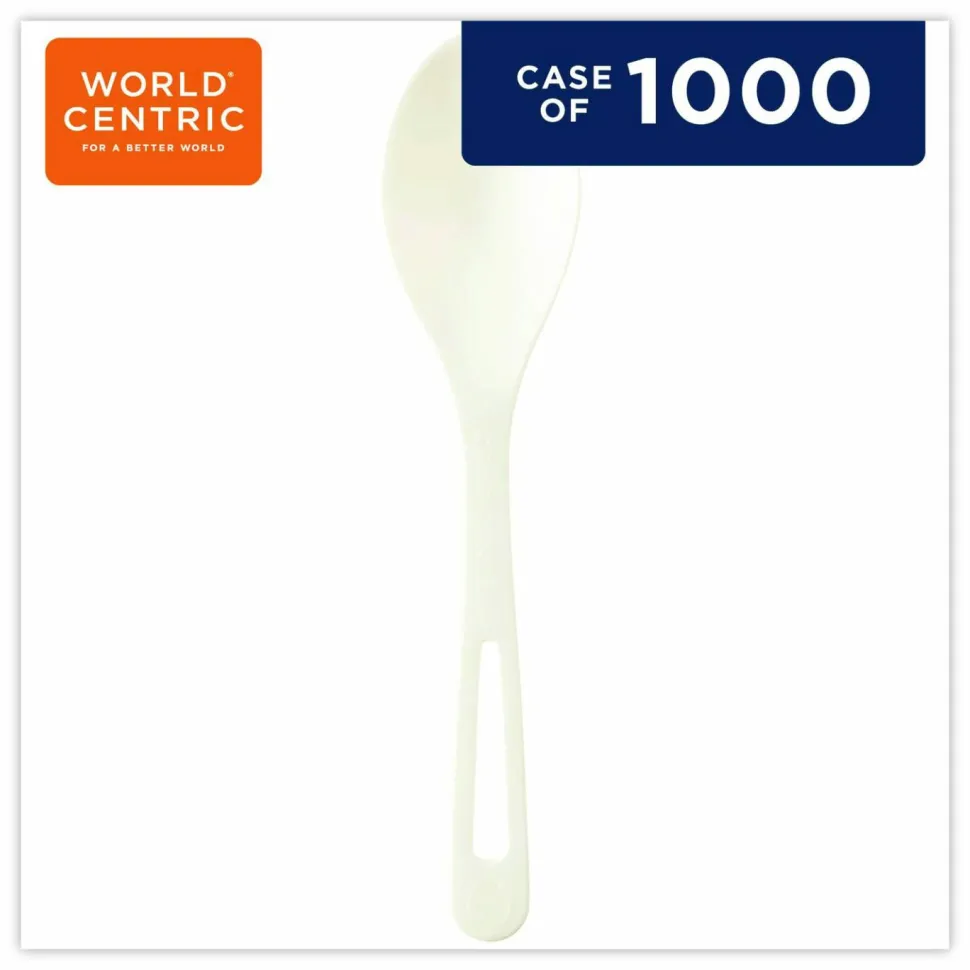 World Centric TPLA Bulk Cutlery, Spoon, Plastic, Light Beige, 1,000/Carton