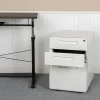 Wren Ergonomic 3-Drawer Mobile Locking Filing Cabinet with Anti-Tilt Mechanism and Hanging Drawer for Legal & Letter Files, White