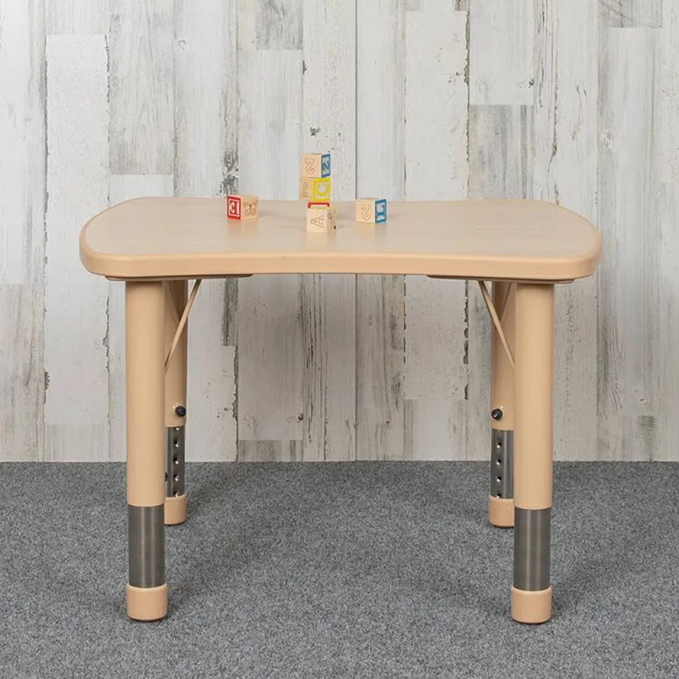 Wren 21.875"W x 26.625"L Rectangular Natural Plastic Height Adjustable Activity Table