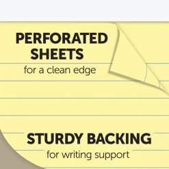 Writing Pads, 8-1/2" x 11-3/4", Legal/Wide Ruled, 50 Sheets, Canary, Pack Of 12 Pads