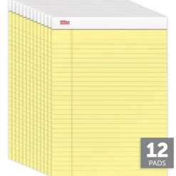 Writing Pads, 8-1/2" x 11-3/4", Legal/Wide Ruled, 50 Sheets, Canary, Pack Of 12 Pads