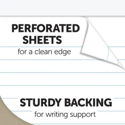 Writing Pads, 8-1/2" x 11-3/4", Legal/Wide Ruled, 50 Sheets, White, Pack Of 12 Pads
