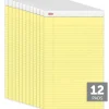 Writing Pads, 8-1/2" x 14", Legal/Wide Ruled, 50 Sheets, Canary, Pack Of 12 Pads