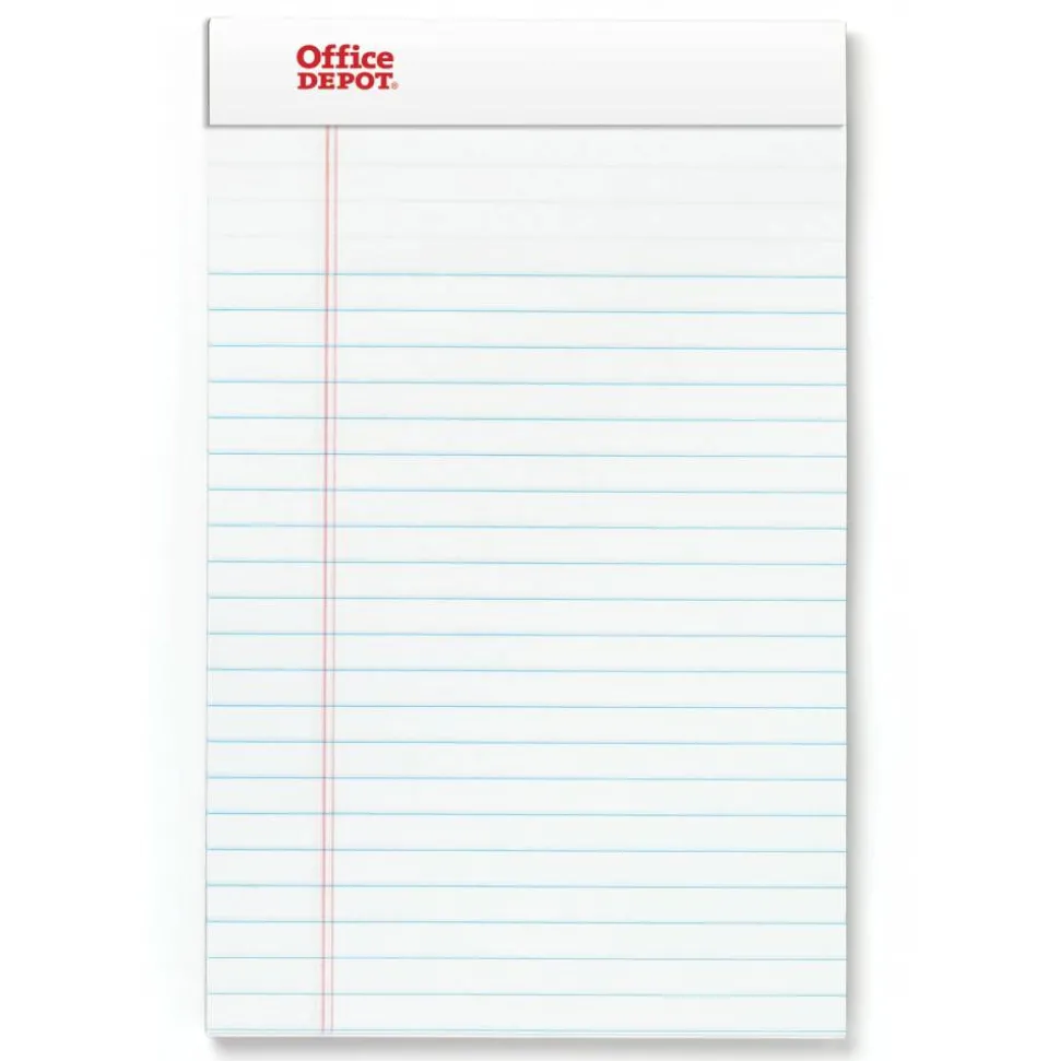 Writing Pads, 5" x 8", Narrow Ruled, 50 Sheets, White, Pack Of 12 Pads