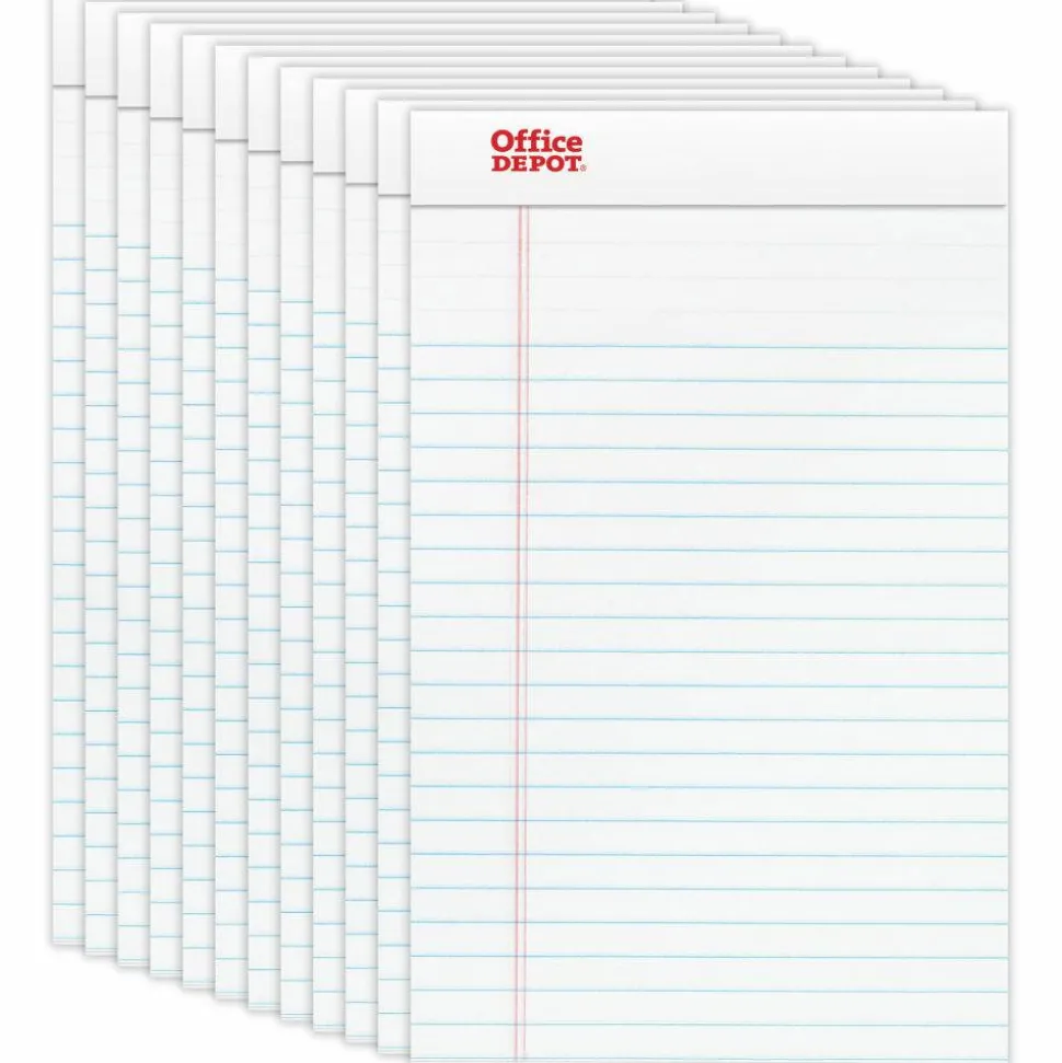 Writing Pads, 5" x 8", Narrow Ruled, 50 Sheets, White, Pack Of 12 Pads