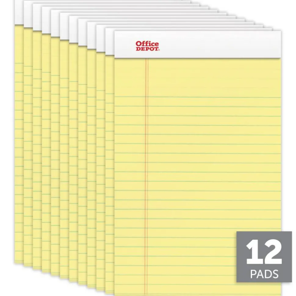 Writing Pads, 5" x 8", Narrow Ruled, 50 Sheets, Canary, Pack Of 12 Pads