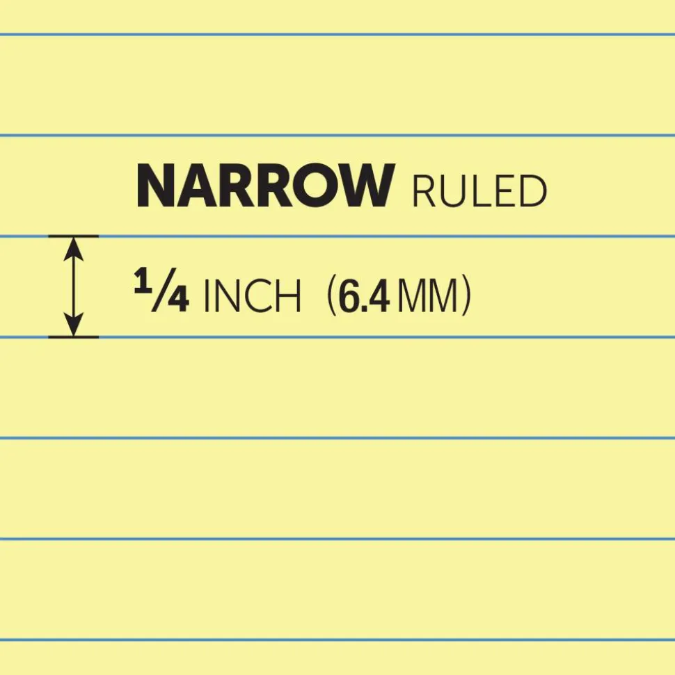 Writing Pads, 5" x 8", Narrow Ruled, 50 Sheets, Canary, Pack Of 12 Pads