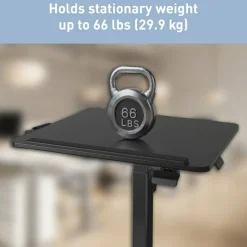 26"W Sit-to-Stand Compact Desk/Laptop Cart Mobile Workstation, 42-1/8”H x 26”W x 20”D, Black, BIFMA Compliant