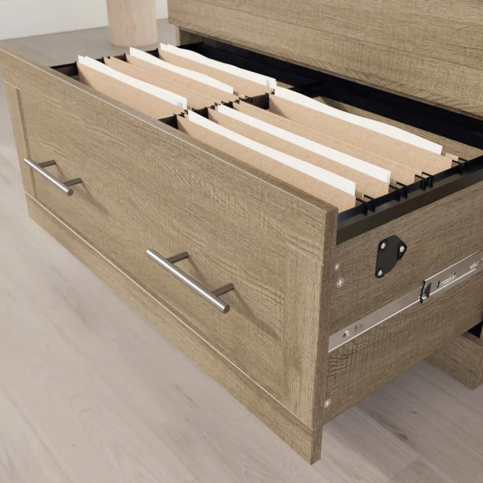 29-7/16"W x 18-1/2"D Lateral 2-Drawer File Cabinet, Spring Oak