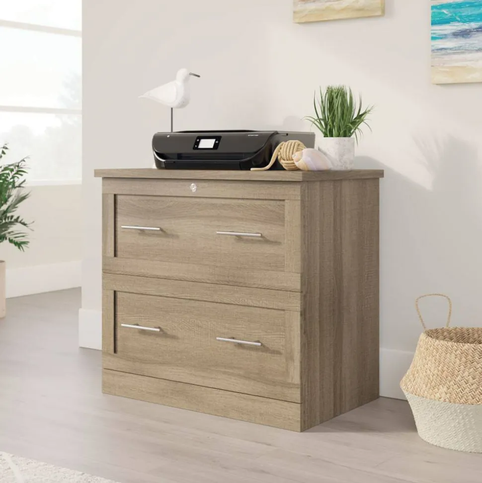 29-7/16"W x 18-1/2"D Lateral 2-Drawer File Cabinet, Spring Oak