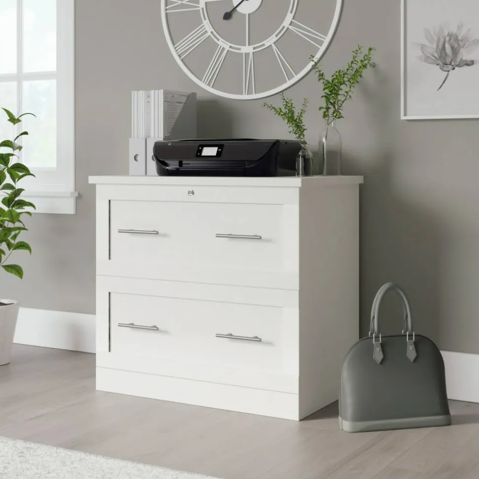 29-7/16"W x 18-1/2"D Lateral 2-Drawer File Cabinet, White