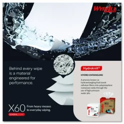 WypAll General Clean X60 Cloths, Small Roll, 9.8 x 13.4, White, 130/Roll, 12 Rolls/Carton