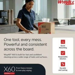 Wypall General Clean X60 Multi-Task Cleaning Cloths, 8-3/8" x 16-13/16", 118 Cloths Per Box, Carton Of 10 Boxes