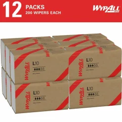 WypAll L10 SANI-PREP Dairy Towels, Banded, 2-Ply, 9.3 x 10.5, Unscented, White, 200/Pack, 12 Packs/Carton