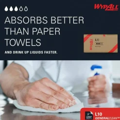 WypAll L10 SANI-PREP Dairy Towels, Banded, 2-Ply, 9.3 x 10.5, Unscented, White, 200/Pack, 12 Packs/Carton