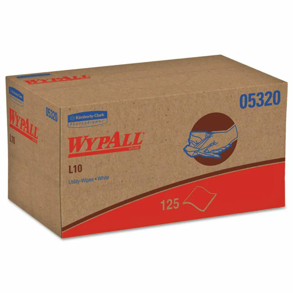 WypAll L10 Towels, POP-UP Box, 1-Ply, 9 x 10.5, White, 125/Box, 18 Boxes/Carton