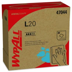 WypAll L20 Towels, POP-UP Box, 4-Ply, 9.1 x 16.8, Unscented, White, 88/Box, 10 Boxes/Carton