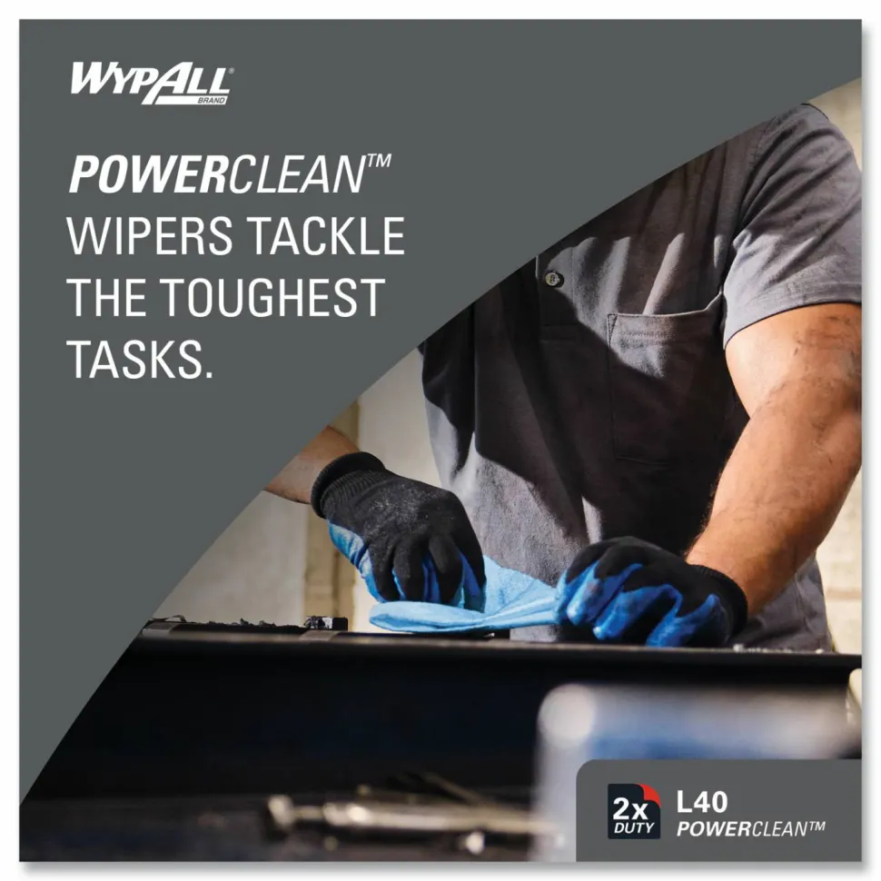 WypAll L40 Towels, POP-UP Box, 9.8 x 16.4, Blue, 100/Box, 9 Boxes/Carton