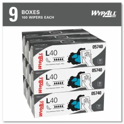 WypAll L40 Towels, POP-UP Box, 9.8 x 16.4, Blue, 100/Box, 9 Boxes/Carton