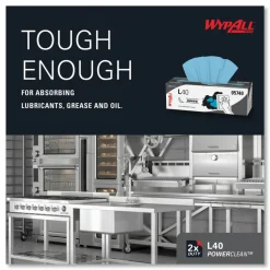 WypAll L40 Towels, POP-UP Box, 9.8 x 16.4, Blue, 100/Box, 9 Boxes/Carton