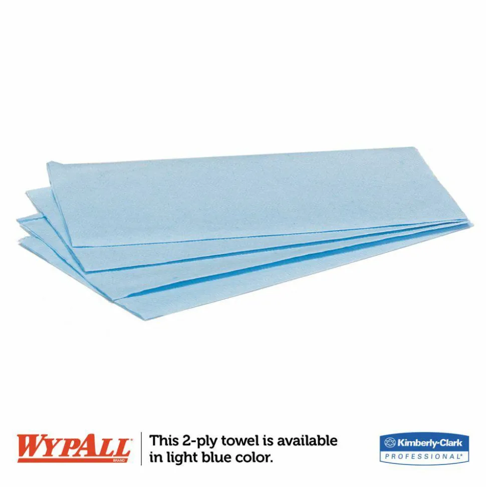 WypAll L10 Windshield Towels, 1-Ply, 9.1 x 10.25, Light Blue, 224/Pack, 10 Packs/Carton