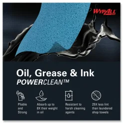 WypAll Power Clean Oil, Grease and Ink Cloths, BRAG Box, 12.1 x 16.8, Blue, 180/Box