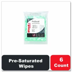WypAll Power Clean ProScrub Pre-Saturated Wipes, 12 x 9.5, Citrus Scent, Green, 75/Pack, 6 Packs/Carton