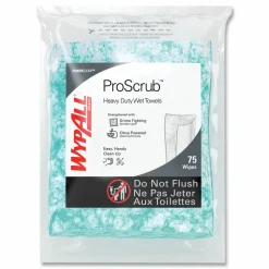 WypAll Power Clean ProScrub Pre-Saturated Wipes, 12 x 9.5, Citrus Scent, Green, 75/Pack, 6 Packs/Carton