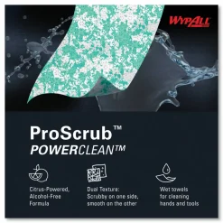 WypAll Power Clean ProScrub Pre-Saturated Wipes, 9.5 x 12, Citrus Scent, Green, 75/Bucket, 6 Buckets/Carton