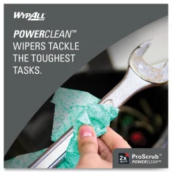 WypAll Power Clean ProScrub Pre-Saturated Wipes, 9.5 x 12, Citrus Scent, Green, 75/Bucket, 6 Buckets/Carton