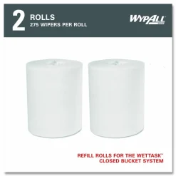 WypAll Power Clean Wipers for Solvents WetTask Customizable Wet Wiping System, Wipers Only, 9 x 15, White, 275/Roll, 2 Rolls/Carton