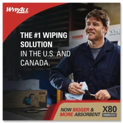 WypAll Power Clean X80 Heavy Duty Cloths, Jumbo Roll, 12.4 x 12.2, White, 455/Roll