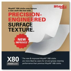 WypAll Power Clean X80 Heavy Duty Cloths, Jumbo Roll, 12.4 x 12.2, White, 455/Roll