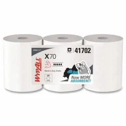 WypAll X70 Cloths, Center-Pull, 9.8 x 12.2, White, 275/Roll, 3 Rolls/Carton