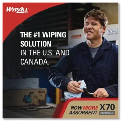 WypAll X70 Cloths, Center-Pull, 9.8 x 12.2, White, 275/Roll, 3 Rolls/Carton
