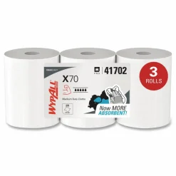WypAll X70 Cloths, Center-Pull, 9.8 x 12.2, White, 275/Roll, 3 Rolls/Carton