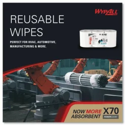 WypAll X70 Cloths, Center-Pull, 9.8 x 12.2, White, 275/Roll, 3 Rolls/Carton