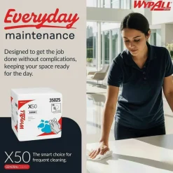 WypAll X50 Cloths, 1/4 Fold, 12.5 x 10, White, 26/Pack, 32 Packs/Carton