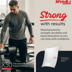 WypAll X50 Cloths, 1/4 Fold, 12.5 x 10, White, 26/Pack, 32 Packs/Carton