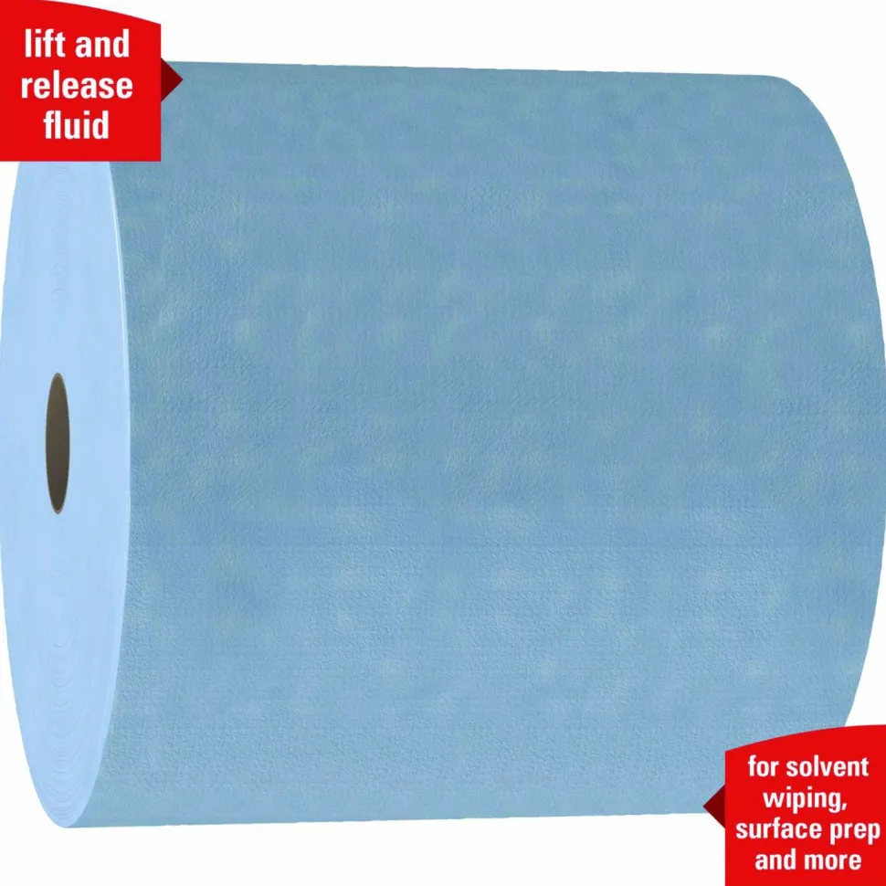 WypAll X90 Cloths, Jumbo Roll, 2-Ply, 12.4 x 12.2, Blue Denim, 450/Roll