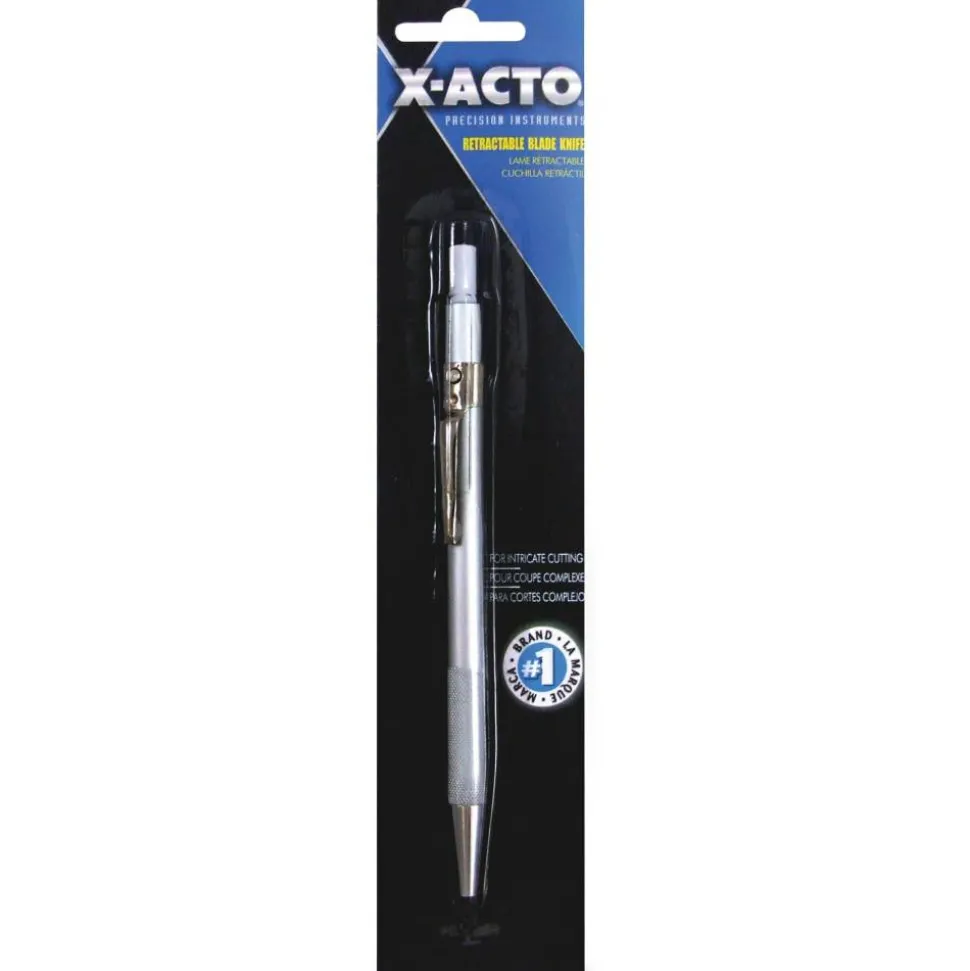 X-Acto X3209 Retractable Blade Knife - Retractable, Pocket Clip, Lightweight - Carbon Steel - Aluminum - 1 Each