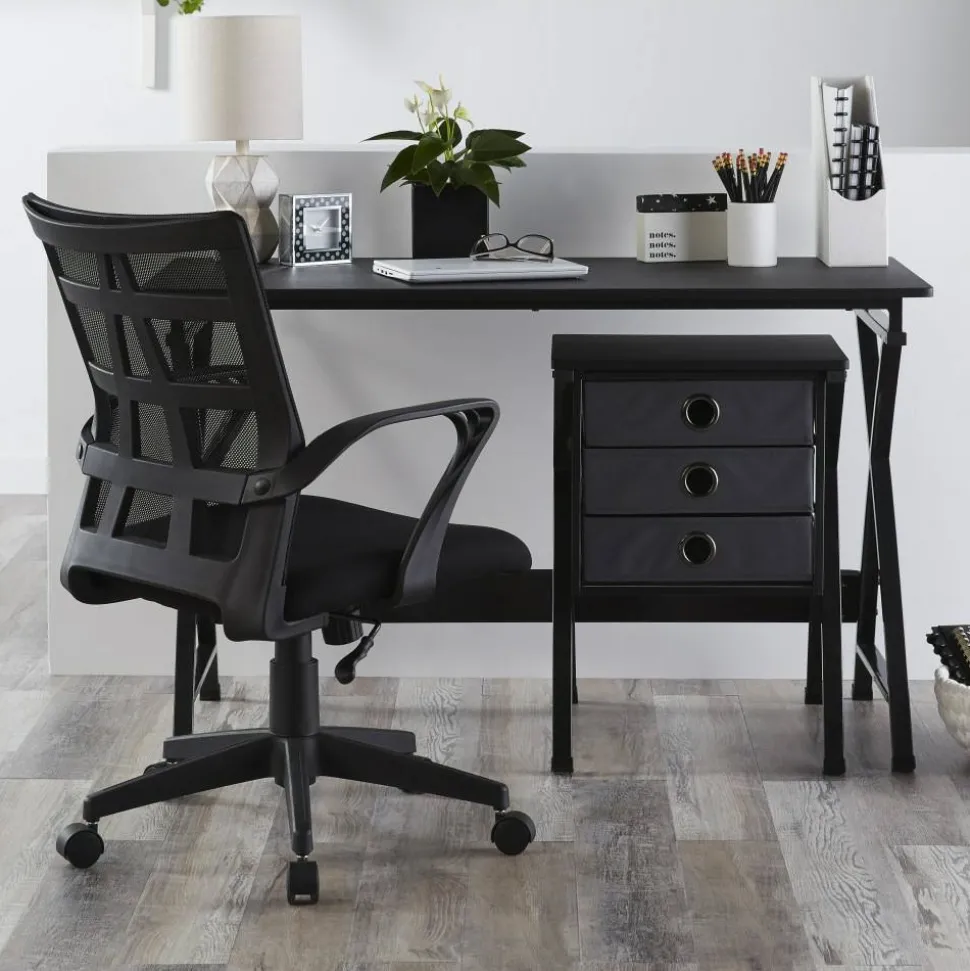X-Cross 48"W Computer Desk With File Cabinet, Black