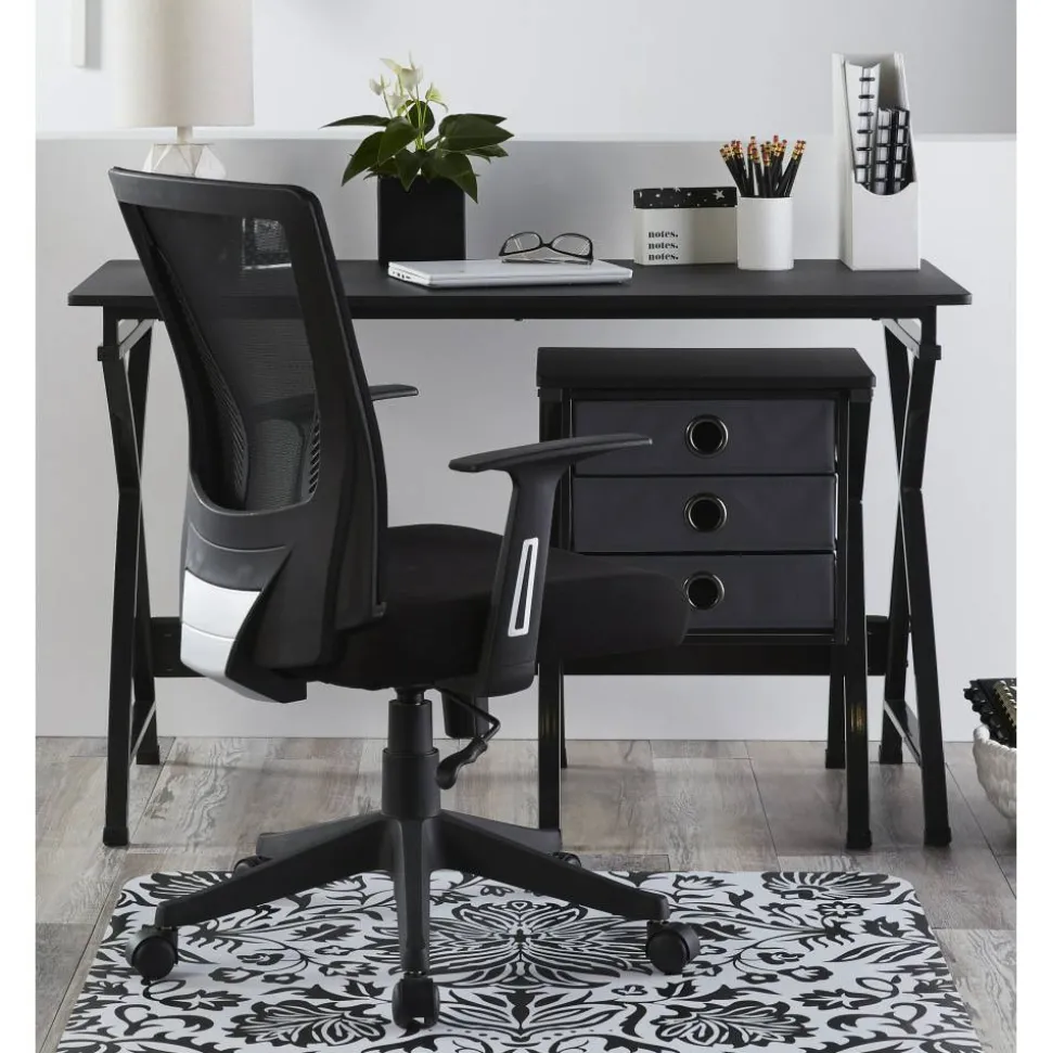 X-Cross 48"W Computer Desk With File Cabinet, Black