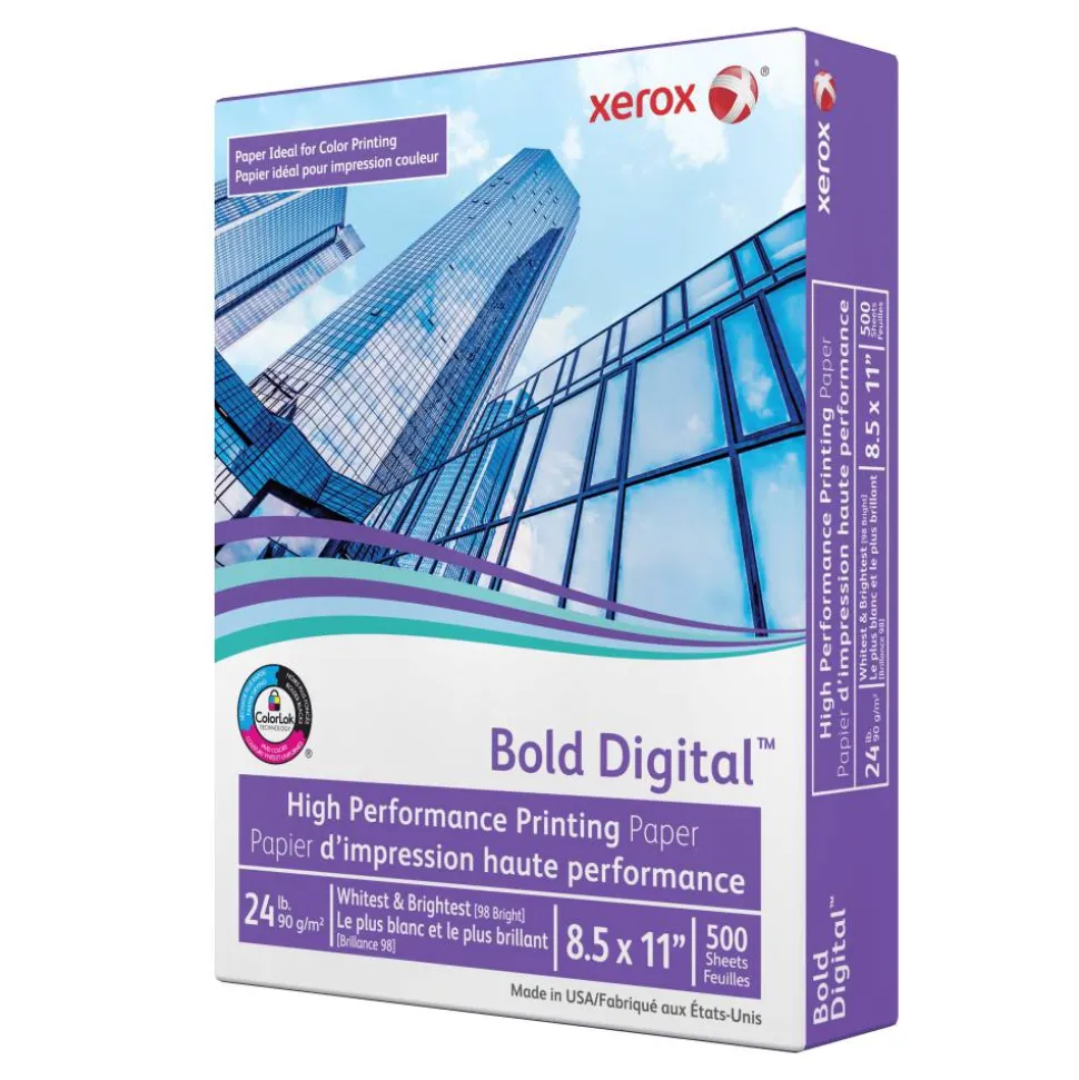 Xerox Bold Digital Printing Paper, Letter Size (8 1/2" x 11"), 98 (U.S.) Brightness, 24 Lb, FSC Certified, Ream Of 500 sheets