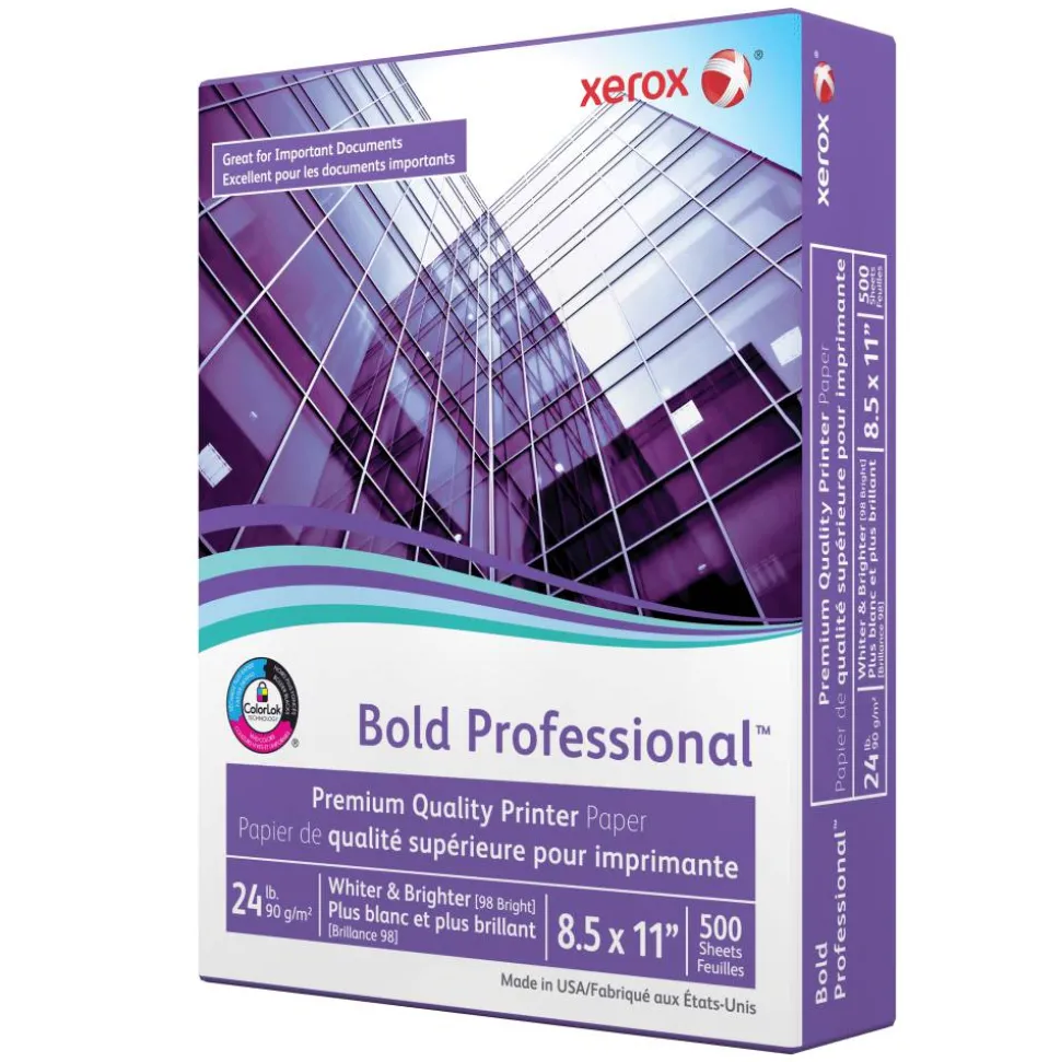 Xerox Bold Professional Premium Quality Inkjet Or Laser Paper, 1 Ream, Letter Size, Ream Of 500 Sheets, 24 Lb, 98 Brightness - 3R13038