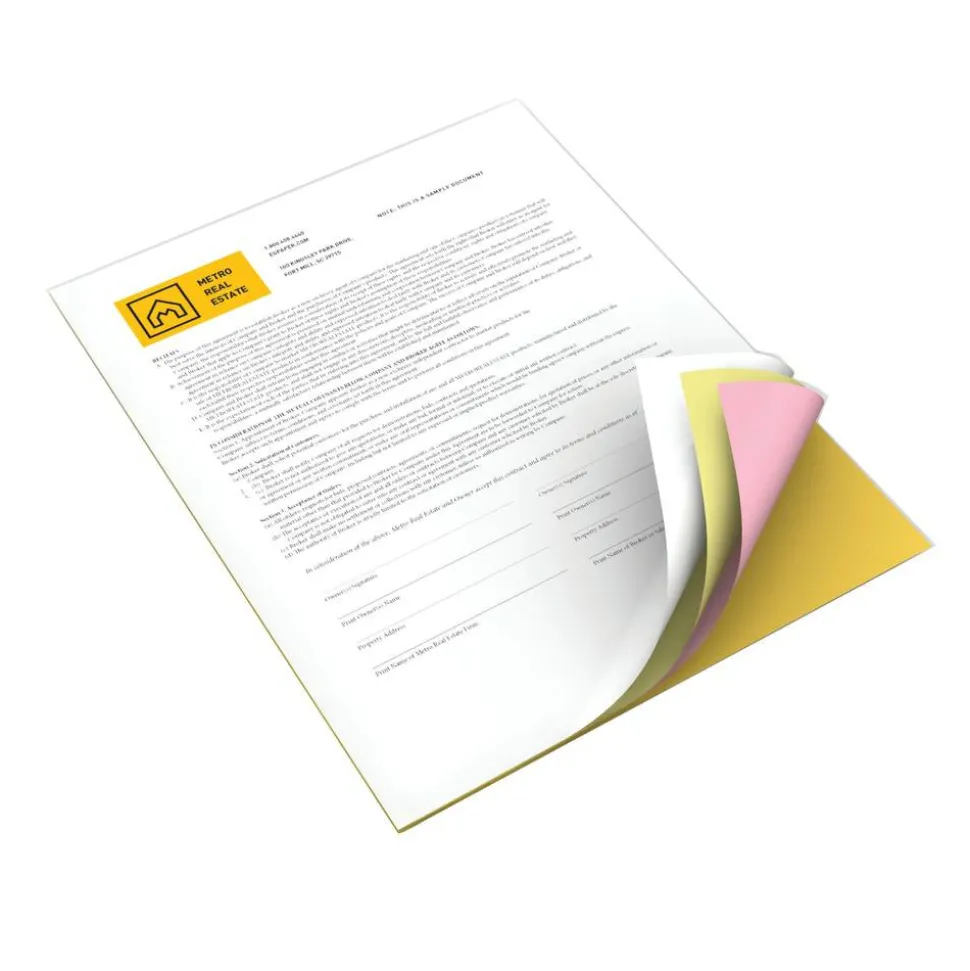 Xerox Revolution Premium Digital Carbonless Laser Paper, White/Canary/Pink/Goldenrod, Letter, 20 Lb, 92 Brightness, 1250 Total, 125 Sets/Ream
