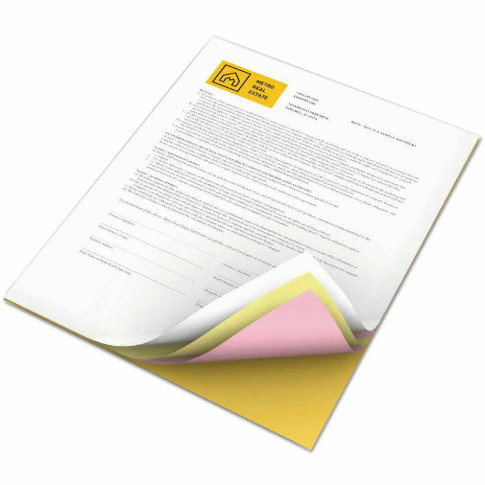 Xerox Revolution Premium Digital Carbonless Laser Paper, White/Canary/Pink/Goldenrod, Letter, 20 Lb, 92 Brightness, 1250 Total, 125 Sets/Ream