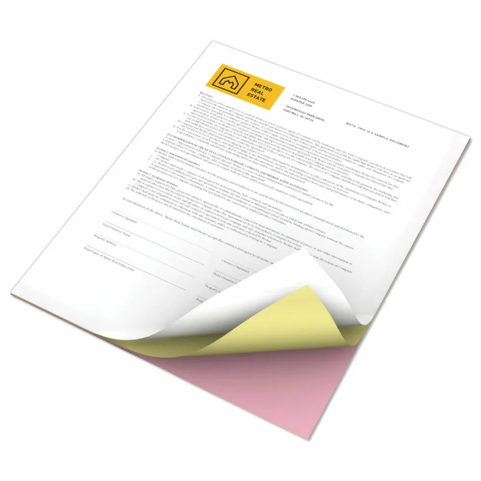 Xerox Revolution Premium Digital Carbonless Laser Paper, White/Canary/Pink, Letter (8 1/2" x 11"), 20 Lb, 92 Brightness, 1670 Total, 167 Sets/Ream