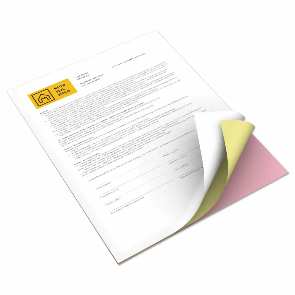 Xerox Revolution Premium Digital Carbonless Laser Paper, White/Canary/Pink, Letter (8 1/2" x 11"), 20 Lb, 92 Brightness, 1670 Total, 167 Sets/Ream
